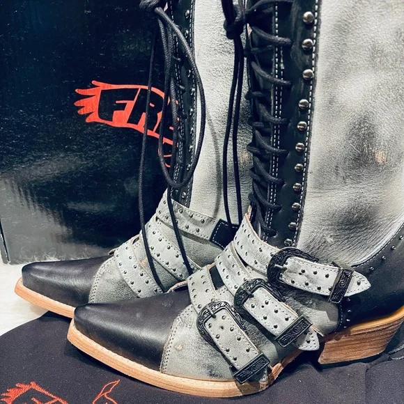 Freebird by Steven Winnie Ice Leather Mid Calf Heeled Boots - Picture 8 of 15